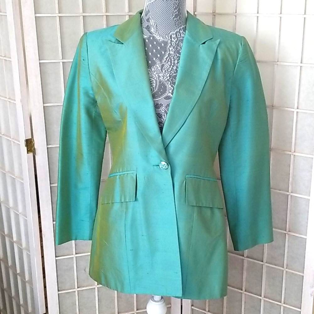 Vintage Aqua silk blazer